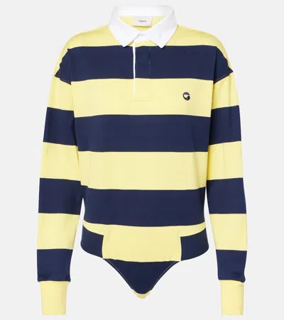 Coperni Striped Cotton Bodysuit In Black