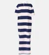 Coperni Striped Polo Long Dress Woman Navy E Pink In Pink
