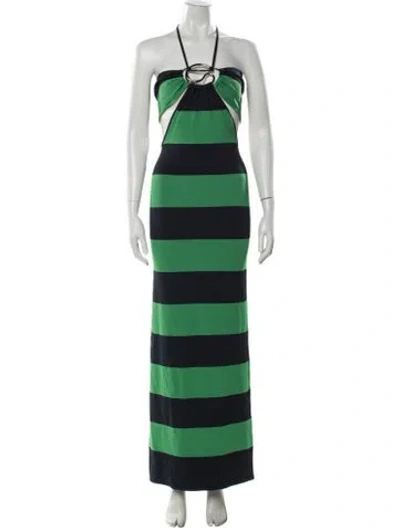 Pre-owned Coperni Striped Long Dress In Green