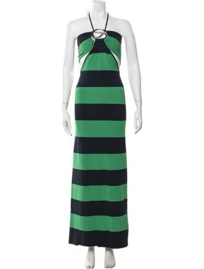 Pre-owned Coperni Striped Long Dress In Green