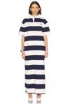 Coperni Striped Polo Long Dress Woman Navy E Pink In Pink & Blue