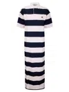 Coperni Striped Polo Long Dress Woman Navy E Pink In Pink-blue