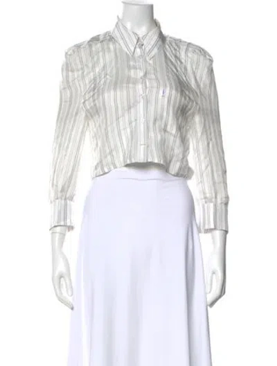 Pre-owned Coperni Striped Long Sleeve Button-up Top In White