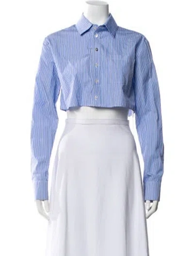 Pre-owned Coperni Striped Long Sleeve Crop Top In Multi