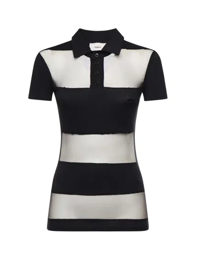 Coperni Striped Polo Shirt In Black