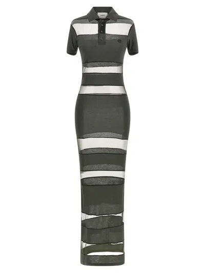 Coperni 'striped Sheer Polo' Dress In Green
