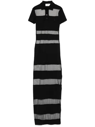 COPERNI STRIPED SHEER POLO DRESS WOMAN BLACK