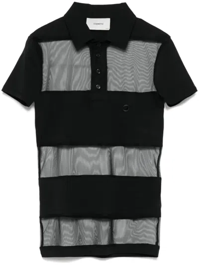 Coperni "striped Sheer" Polo Top In Black