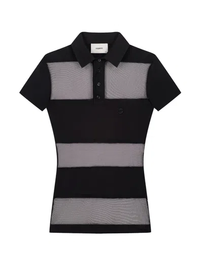 Coperni Striped Sheer Polo Top Woman  Black