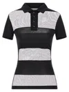 Coperni Striped Top With Polo Collar And Sheer Panels In Black