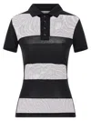 Coperni Striped Top With Polo Collar And Sheer Panels In Black