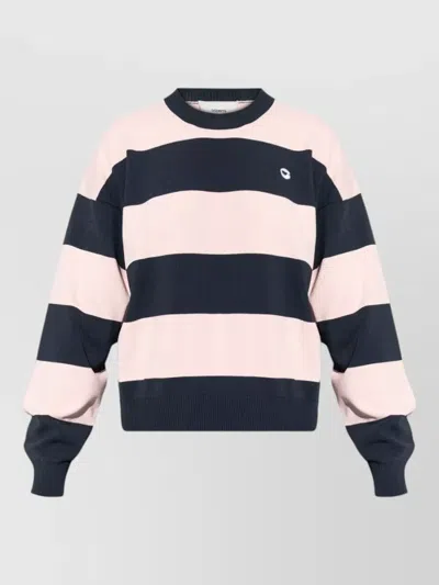 Coperni Wide Striped Long-sleeved Top With Logo Detail In Blue