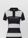 Coperni Striped Top With Polo Collar And Sheer Panels