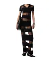 Coperni Black Long Dress With Logo Embroidery On The Front And All-over Striped Motif In Cotton Blend Woman In Black