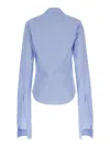 COPERNI WHITE AND LIGHT BLUE SHIRT WITH KNOTTED CUFFS IN COTTON WOMAN