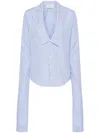 Coperni Striped Cotton Shirt In Blue