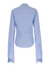 Coperni Striped Cotton Shirt In Light Blue