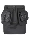 Coperni Structured Mini Skirt With Front Button In Gray