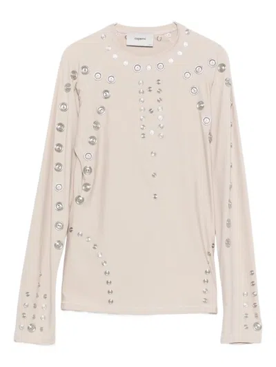 Coperni Stud-embellished T-shirt In Neutral