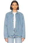Coperni Collared Casual Jacket Studded Accents In Blue Washed