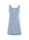 Coperni Snap Detail Denim Minidress In Blue