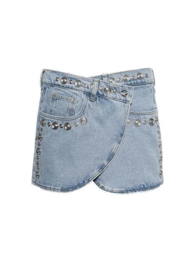 Coperni Studded Denim Mini Skirt Blue