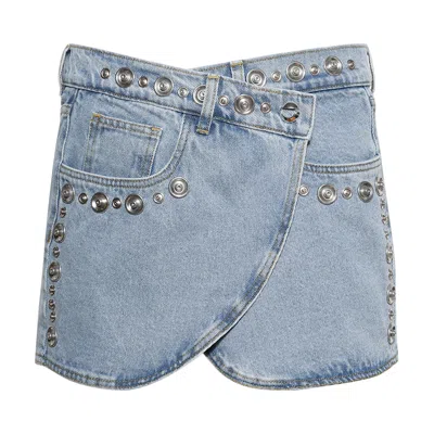 Pre-owned Coperni Studded Denim Mini Skirt 'blue' | Women's Size 40