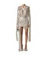 Coperni Sequin-embellished Mesh Mini Dress In Nude