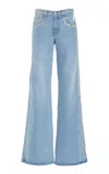 Coperni Studded Rigid High-rise Wide-leg Jeans In Light Wash