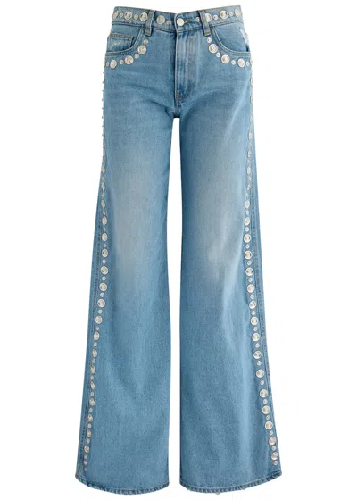 Coperni Studded Wide-leg Jeans In Blue