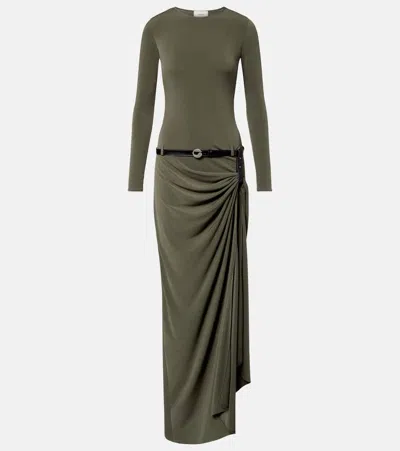 Coperni Suspended Draped Jersey Gown In Green