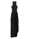 Coperni Black Long Dress Featuring A Belted Waist In Black