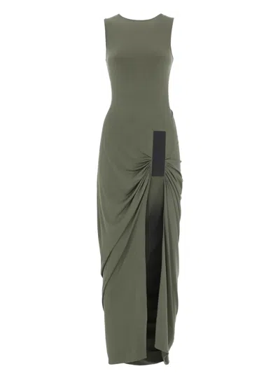 Coperni Suspended Maxi Dress With Contrasting Fabric Inserts In Green