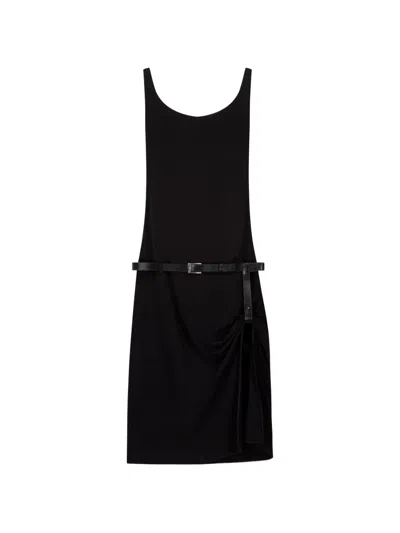 Coperni Sleeveless Scoop Neck Belted Knee Dress In Black