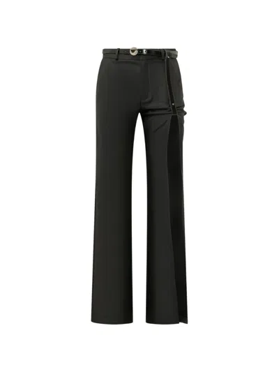 Coperni Suspended Cutout Belted Wide-leg Jeans In Black