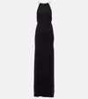 Coperni Suspended Triangle Backless Column Maxi Dress In Black