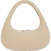 Coperni Swipe Baguette Leather Bag In Beige Taupe