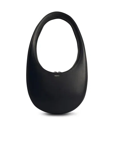 Coperni Curved Leather Tote Bag In Black