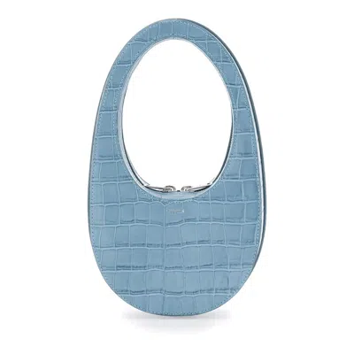 Coperni Swipe Blue Mini Handbag With Logo Lettering On The Front And Embossed Crocodile Effect In Le In Multi
