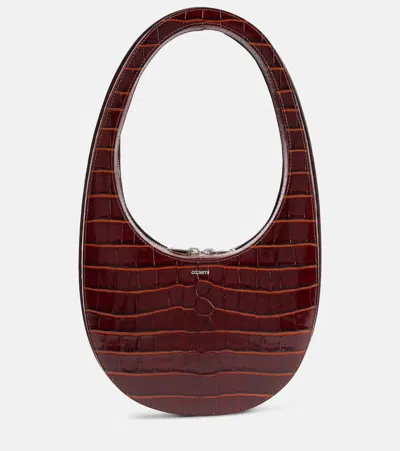 Coperni Crocoswipe Brown Handbag With Embossed Logo And Embossed Crocodile Effect In Leather Woman