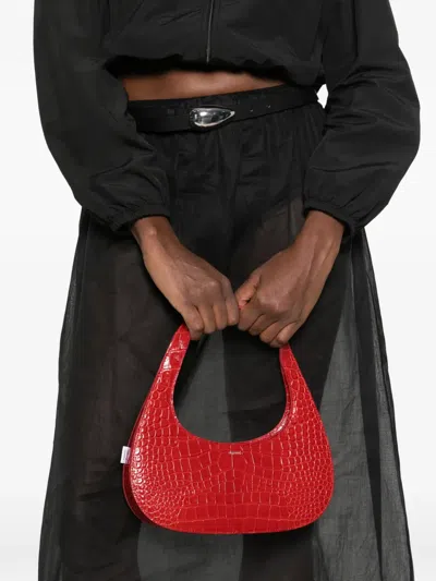 Coperni Swipe Croc-effect Leather Shoulder Bag In Red