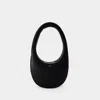 Coperni Curved Leather Tote Bag In Black