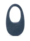 Coperni Swipe Denim Mini Leather Handbag In Blue