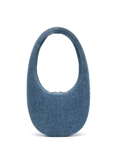 Coperni Swipe Denim Shoulder Bag In Blue