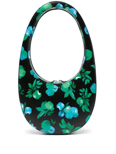 Coperni Swipe Floral-print Shoulder Bag In Black