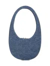 Coperni Mini Oval Blue Denim Handbag In Blue