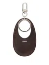 Coperni Swipe Leather Keychain In Brown
