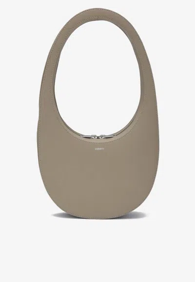 Coperni Swipe Leather Shoulder Bag In Beige