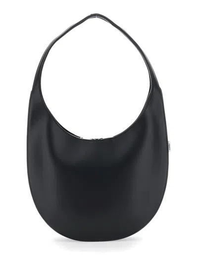Coperni 'swipe Medium' Black Shoulder Bag With Logo On Front In Leather Woman In Blue
