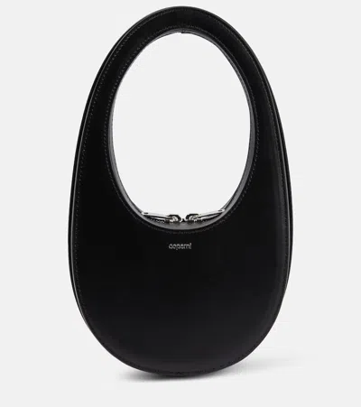 Coperni 'mini Swipe' Black Handbag With Logo Detail In Leather Woman